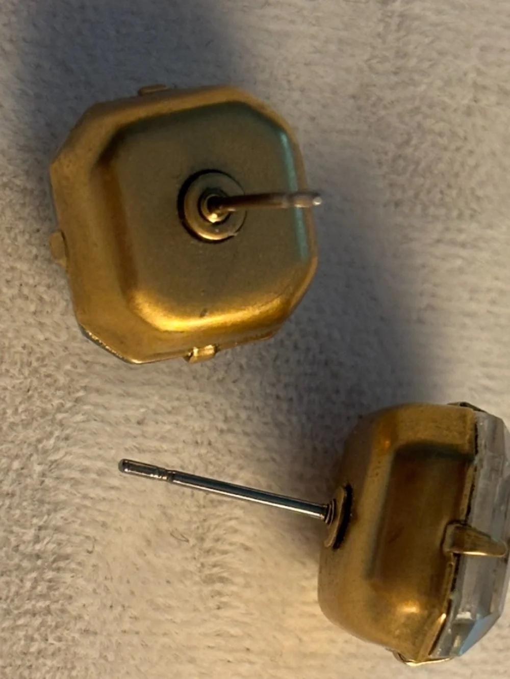 Kate Spade Clear Crystal Octagon Stud Earrings Gold Tone